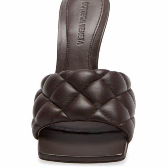 BOTTEGA VENETA Padded Quilted Black Leather Mule Sandals EU 41.5
